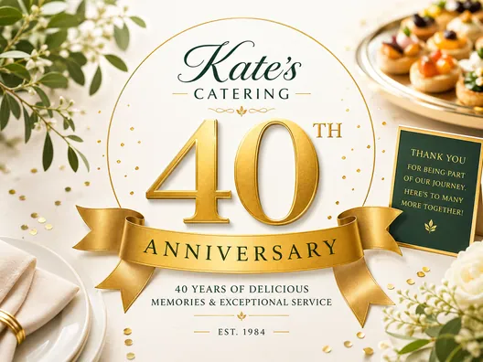 Kate's Catering 40th Anniversary limited time menu