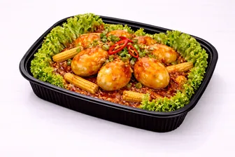 Sambal Egg with Baby Corn